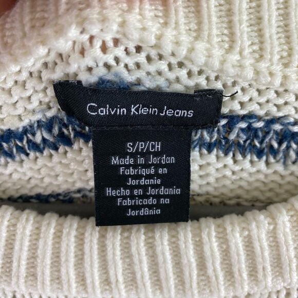 Calvin Klein Jeans Striped Round Neck Long Sleeve Chunky Knit Sweater Size S - Picture 4 of 4
